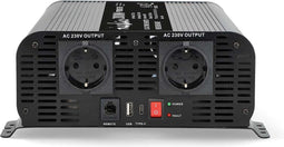 Nedis Omvormer Zuivere Sinusgolf - 12V naar 230V - 2000 W - Piekvermogen: 4000 W - Screw Terminal - Type F (CEE 7/3) / USB-A / USB-C - Pure Sinusgolf - Zekering - Zwart