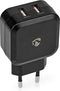 Nedis Oplader - 24 W - Snellaad functie - 2x 2.4 A - Outputs: 2 - 2x USB-A - Geen Kabel Inbegrepen - Single Voltage Output