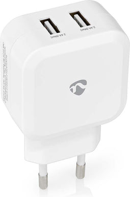 Nedis Oplader - 24 W - Snellaad functie - 2x 2.4 A - Outputs: 2 - 2x USB-A - Geen Kabel Inbegrepen - Single Voltage Output