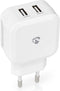 Nedis Oplader - 24 W - Snellaad functie - 2x 2.4 A - Outputs: 2 - 2x USB-A - Geen Kabel Inbegrepen - Single Voltage Output