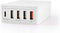Nedis Oplader - 2x 3,0 A / 3x 2,4 A - Outputs: 5 - Poorttype: 1x USB-C / 4x USB-A - Geen Kabel Inbegrepen - 63 W - Automatische voltage selectie