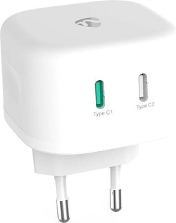 Nedis Oplader - 45 W - GaN - Snellaad functie - 2.25 / 3.0 A - Outputs: 2 - 2x USB-C - Automatische Voltage Selectie