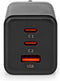 Nedis Oplader - 65 W - GaN - Snellaad functie - 3.0 / 3.25 A - Outputs: 3 - USB-A / 2x USB-C - Automatische Voltage Selectie