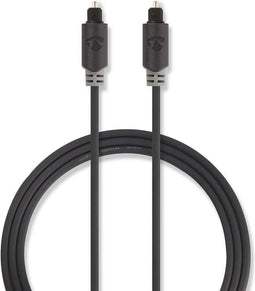Nedis Optische Audiokabel - TosLink Male - TosLink Male - 1.00 m - Rond - PVC - Antraciet - Doos