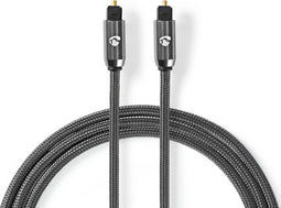 Nedis Optische Audiokabel - TosLink Male - TosLink Male - 3.00 m - Rond - Katoen - Gun Metal Grijs - Cover Window Box