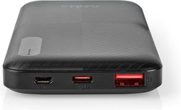 Nedis Powerbank - 10000 mAh - 1.5 / 2.0 / 3.0 A - Outputs: 2 - Output: 1x USB-A / 1x USB-C - Inputs: 1x Micro USB / 1x USB-C - PD2.0 18W - Lithium-Polymeer