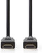 Nedis Premium High Speed HDMI-Kabel met Ethernet - HDMI Connector - HDMI Connector - 4K@60Hz - 18 Gbps - 3.00 m - Rond - PVC - Zwart - Polybag