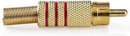 Nedis RCA-Connector - Recht - Male - Verguld - Soldeer - Diameter kabelinvoer: 7.0 mm - Metaal - Rood - 10 Stuks - Envelop
