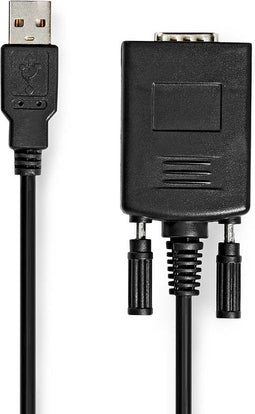 Nedis RS232-Converter - USB-A Male - RS232 - Vernikkeld - 0.90 m - Rond - PVC - Zwart - Doos
