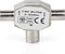Nedis Satelliet- en Antenne-Adapter - 2x Coax Male - IEC (Coax) Female - Vernikkeld - 75 Ohm - T-Splitter - Metaal - Zilver - 1 Stuks - Doos