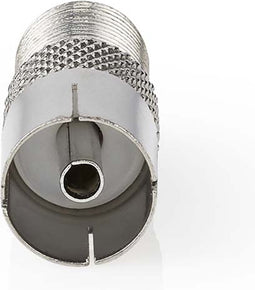 Nedis Satelliet- en Antenne-Adapter - F-Female - IEC (Coax) Female - Vernikkeld - 75 Ohm - Recht - Metaal - Zilver - 1 Stuks - Doos