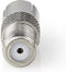 Nedis Satelliet- en Antenne-Adapter - F-Female - IEC (Coax) Female - Vernikkeld - 75 Ohm - Recht - Metaal - Zilver - 1 Stuks - Doos
