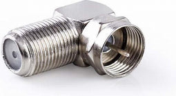 Nedis Satelliet- en Antenne-Adapter - F-Male - F-Female - Vernikkeld - 75 Ohm - 90� Gehoekt - Metaal - Zilver - 1 Stuk - Polybag