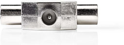 Nedis Satelliet- en Antenne-Adapter - IEC (Coax) Male - 2x Coax Female - Vernikkeld - 75 Ohm - T-Splitter - Metaal - Zilver - 1 Stuks - Envelop