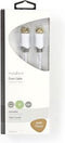 Nedis Satelliet- en Antennekabel - F-Male - F-Male - Verguld - 75 Ohm - Enkelvoudig Afgeschermd - 2.00 m - Rond - PVC - Wit - Doos