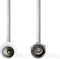 Nedis Satelliet- en Antennekabel - F-Male - IEC (Coax) Male - Vernikkeld - 30 dB - 75 Ohm - Dubbel Afgeschermd - 10.0 m - Rond - PVC - Wit - Envelop