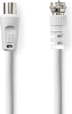 Nedis Satelliet- en Antennekabel - F-Male - IEC (Coax) Male - Vernikkeld - 30 dB - 75 Ohm - Dubbel Afgeschermd - 5.00 m - Rond - PVC - Wit - Envelop