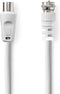 Nedis Satelliet- en Antennekabel - F-Male - IEC (Coax) Male - Vernikkeld - 30 dB - 75 Ohm - Dubbel Afgeschermd - 5.00 m - Rond - PVC - Wit - Envelop