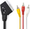 Nedis SCART-Kabel - SCART Male - 3x RCA Male - Vernikkeld - Schakelbaar - 480p - 1.00 m - Rond - PVC - Zwart - Envelop