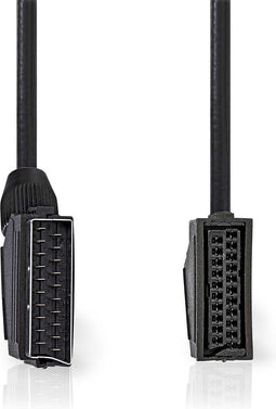 Nedis SCART-Kabel - SCART Male - SCART Female - Vernikkeld - 480p - 2.00 m - Rond - PVC - Zwart - Envelop