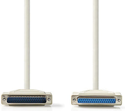 Nedis Seriële Kabel - D-SUB 25-Pins Male - D-SUB 25-Pins Female - Vernikkeld - 5.00 m - Rond - PVC - Ivoor - Polybag