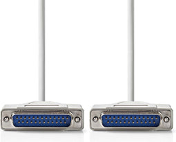 Nedis Seriële Kabel - D-SUB 25-Pins Male - D-SUB 25-Pins Male - Vernikkeld - 1.00 m - Rond - PVC - Ivoor - Polybag