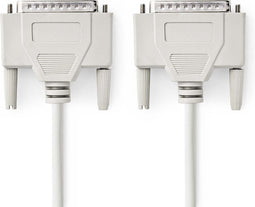 Nedis Seriële Kabel - D-SUB 25-Pins Male - D-SUB 25-Pins Male - Vernikkeld - 3.00 m - Rond - PVC - Ivoor - Polybag