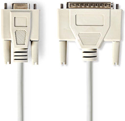Nedis Seriële Kabel - D-SUB 9-Pins Female - D-SUB 25-Pins Male - Vernikkeld - 2.00 m - Rond - PVC - Ivoor - Polybag