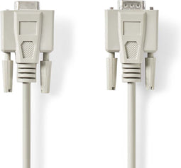 Nedis Seriële Kabel - D-SUB 9-Pins Male - D-SUB 9-Pins Female - Vernikkeld - 10.0 m - Rond - PVC - Ivoor - Polybag