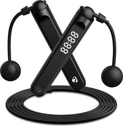 Nedis SmartLife Buitensport - Springtouw - Bluetooth - Dual Hall sensor - LED-Scherm - PVC - 3.00 m - Snoerloze Ballen / Tasje - Zwart