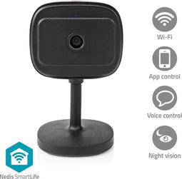 Nedis SmartLife Camera voor Binnen - Wi-Fi - Full HD 1080p - Cloud Opslag (optioneel) / microSD (niet inbegrepen) / Onvif - Met bewegingssensor - Nachtzicht - Zwart