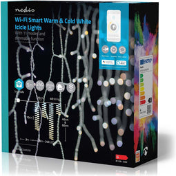Nedis SmartLife-kerstverlichting - Ijskegel - Wi-Fi - Warm tot Koel Wit - 240 LED's - 5.00 m - Android / IOS