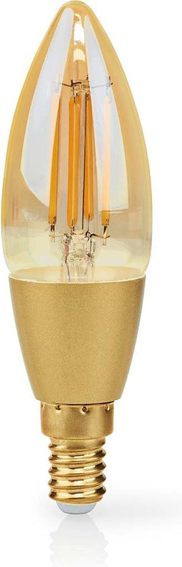 Nedis SmartLife LED Filamentlamp - Wi-Fi - E14 - 470 lm - 4.9 W - Warm Wit - 1800 - 3000 K - Glas - Android / IOS - Kaars - 1 Stuks