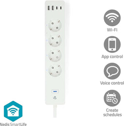 Nedis SmartLife Smart Stekkerdoos – WiFi – USB-A/C – 3680W – 2m – Wit