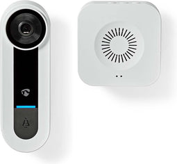 Nedis SmartLife Videodeurbel - Wi-Fi - Netvoeding - 1536x1536 - Cloud Opslag (optioneel) / microSD (niet inbegrepen) / Onvif - IP65 - Met bewegingssensor - Wit