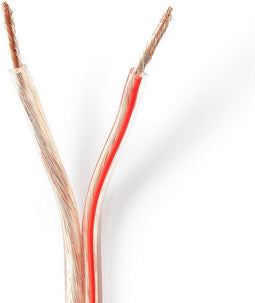 Nedis Speaker-Kabel - 2 x 2.50 mm² - Koper - 15.0 m - Rond - PVC - Transparant - Rol