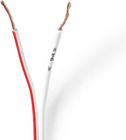 Nedis Speaker-Kabel - 2x 0.75 mm² - Koper - 100.0 m - Rond - PVC - Wit - Rol