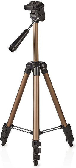 Nedis Statief - Maximaal draagvermogen: 1.5 kg - Minimale werkhoogte: 35.0 cm - Maximale werkhoogte: 106.0 cm - 3 Segmenten - Pan & Tilt - Inclusief reistas - ABS / Aluminium - Brons / Zilver