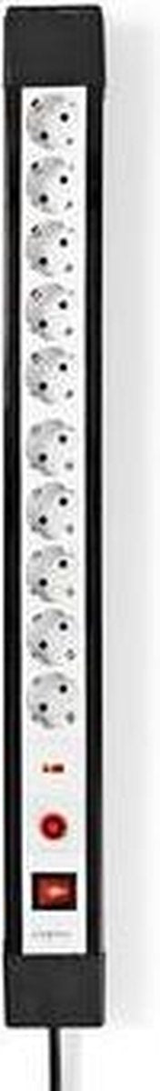 Nedis Stekkerdoos met Overspanningsbeveiliging - 10-wegs - Randaarde stekker / Type F (CEE 7/7) - 3.00 m - 3500 W - 16 A - Soort aarding: Zijcontacten - Hoek van stopcontact: 45 ° - H05VV-F 3G 1,5 mm²