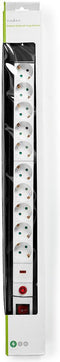 Nedis Stekkerdoos met Overspanningsbeveiliging - 10-wegs - Randaarde stekker / Type F (CEE 7/7) - 3.00 m - 3500 W - 16 A - Soort aarding: Zijcontacten - Hoek van stopcontact: 45 ° - H05VV-F 3G 1,5 mm²