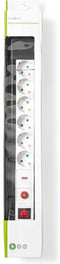Nedis Stekkerdoos met Overspanningsbeveiliging - 6-wegs - Randaarde stekker / Type F (CEE 7/7) - 3.00 m - 3500 W - 16 A - Soort aarding: Zijcontacten - Hoek van stopcontact: 45 ° - H05VV-F 3G 1,5 mm²