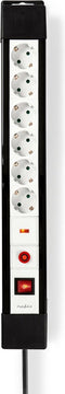 Nedis Stekkerdoos met Overspanningsbeveiliging - 6-wegs - Randaarde stekker / Type F (CEE 7/7) - 3.00 m - 3500 W - 16 A - Soort aarding: Zijcontacten - Hoek van stopcontact: 45 ° - H05VV-F 3G 1,5 mm²