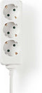 Nedis Stekkerdoos - Randaarde stekker / Type F (CEE 7/7) - 3-wegs - 3.00 m - 3680 W - 16 A - Soort aarding: Zijcontacten - 230 V AC 50/60 Hz - Hoek van stopcontact: 45 ° - H05VV-F 3G 1,5 mm² - Wit