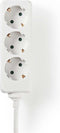 Nedis Stekkerdoos - Randaarde stekker / Type F (CEE 7/7) - 3-wegs - 5.00 m - 3680 W - 16 A - Soort aarding: Zijcontacten - 230 V AC 50/60 Hz - Hoek van stopcontact: 45 ° - H05VV-F 3G 1,5 mm² - Wit