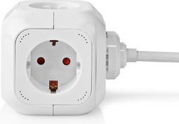 Nedis Stekkerdoos - Randaarde stekker / Type F (CEE 7/7) - 4-wegs - 1.50 m - 3680 W - 16 A - Soort aarding: Zijcontacten - 230 V AC 50/60 Hz - Hoek van stopcontact: 90 ° - H05VV-F 3G 1,5 mm² - Wit