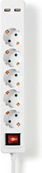 Nedis Stekkerdoos - Randaarde stekker / Type F (CEE 7/7) - 5-wegs - 1.50 m - 3680 W - 16 A - Soort aarding: Zijcontacten - 230 V AC 50/60 Hz - Hoek van stopcontact: 45 ° - H05VV-F 3G 1,5 mm²