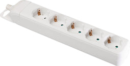 Nedis Stekkerdoos - Randaarde stekker / Type F (CEE 7/7) - 5-wegs - 3680 W - 16 A - Soort aarding: Zijcontacten - 230 V AC 50/60 Hz - Hoek van stopcontact: 45 ° - Geen Kabel Inbegrepen - Wit