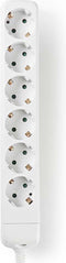 Nedis Stekkerdoos - Randaarde stekker / Type F (CEE 7/7) - 6-wegs - 3680 W - 16 A - Soort aarding: Zijcontacten - 230 V AC 50/60 Hz - Hoek van stopcontact: 45 ° - Geen Kabel Inbegrepen - Wit