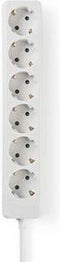 Nedis Stekkerdoos - Randaarde stekker / Type F (CEE 7/7) - 6-wegs - 1.50 m - 3680 W - 16 A - Soort aarding: Zijcontacten - 230 V AC 50/60 Hz - Hoek van stopcontact: 45 ° - H05VV-F 3G 1,5 mm² - Wit