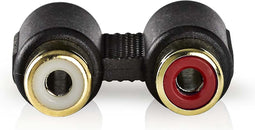 Nedis Stereo-Audioadapter - 2x RCA Female - 2x RCA Female - Verguld - Recht - ABS - Antraciet - 1 Stuks - Doos